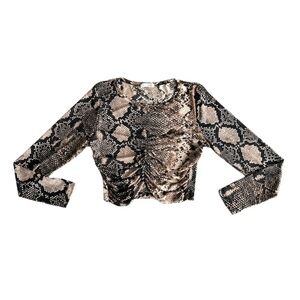 Imagenation Mesh Snakeskin Crop Top